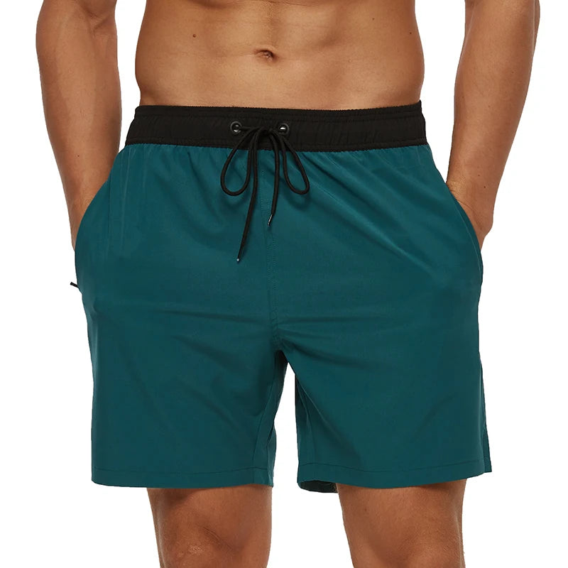 Escatch 2026 Sommer Herren-Badebekleidung Einfarbig Multicolor Polyester-Netzfutter Seitliche Reißverschlusstasche Maillot De Bain Homme Sportshorts