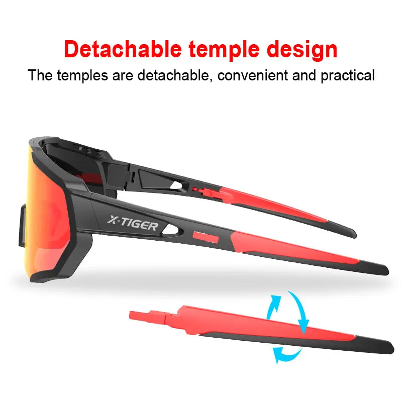 X-TIGER Radsportbrille Polarisierte Brille Fahrradbrille Sport Herren Photochrome Sonnenbrille MTB Rennrad Brille 3/5 Gläser