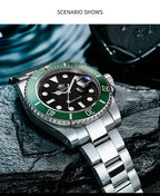 ADDIESDIVE Herren-Uhr klassisch mit Keramiklünette 200m wasserdicht Freizeit Quarz-Uhr BGW9 Blaue Leuchtzeiger Geschenk-Uhr MY-H3-2