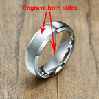 Vnox Personalisierter Edelstahlring mit abgeschrägter Kante und gebürsteter Mitte für Herren und Damen, schwarzer Ehering, individueller Namensbuchstaben-Datum-Ring