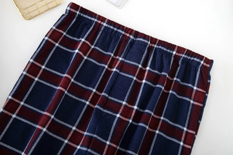 Herren-Hausanzüge Langärmelige Hosenanzüge für Herbst und Winter Pyjamas für Herren Flanell Kariertes Design Pyjamas für Herren