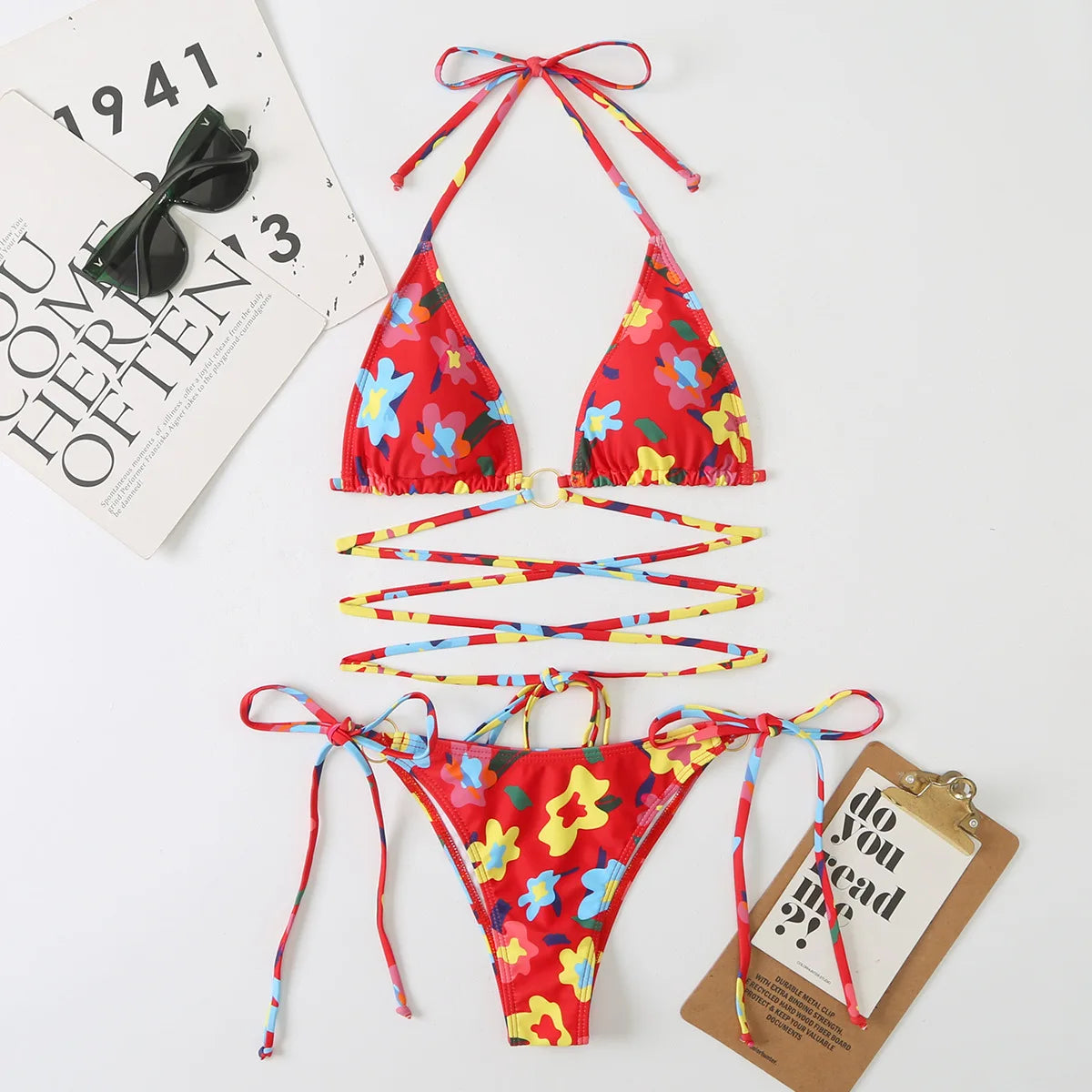 Kostenloser Versand Trägerlose Bandeau-Badeanzüge Buntes Camouflage-Muster Chicas En Bikini Guapas Hot Super Micro Bikini Logos