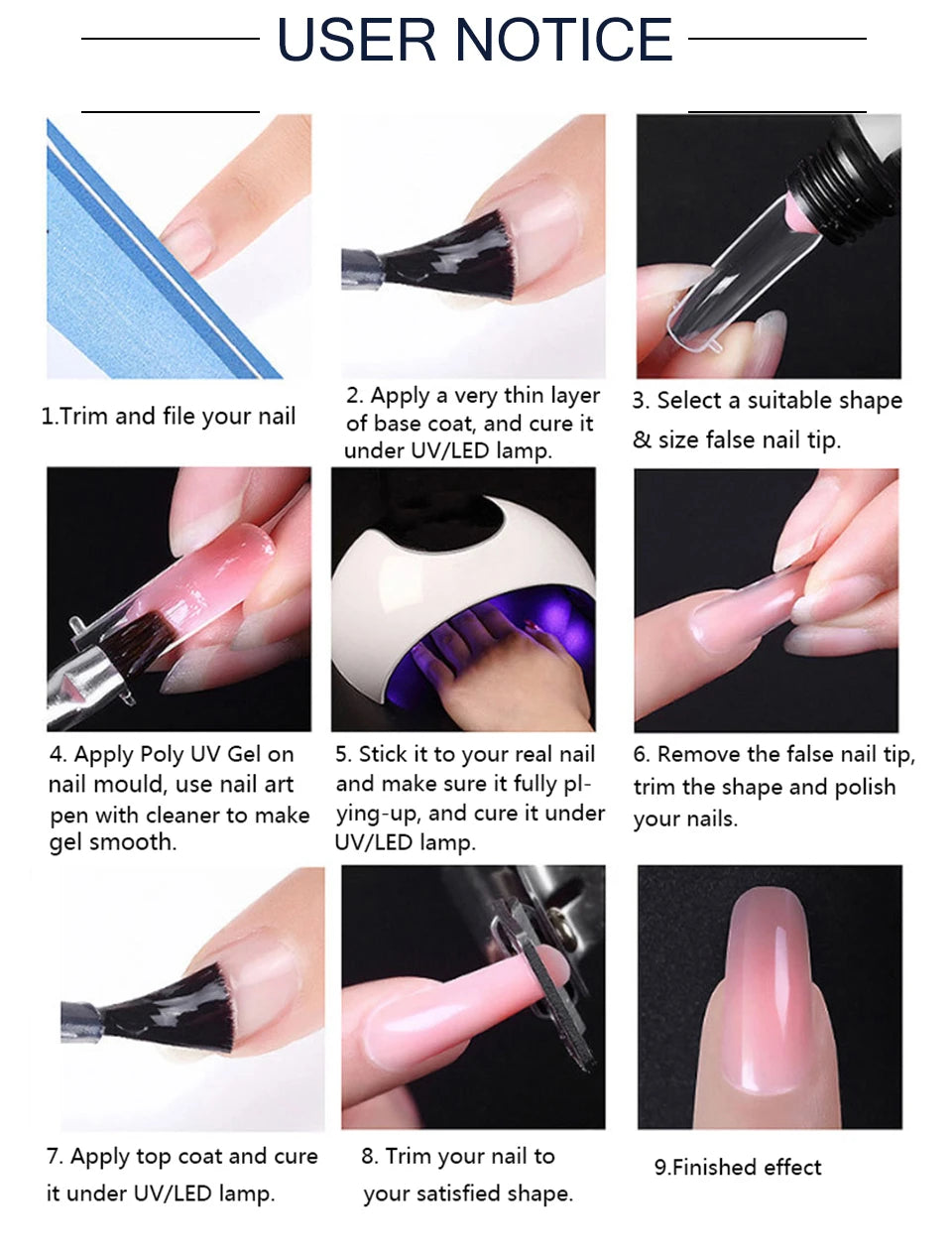 Nagelset mit Nagellampe Nageltrockner Nagelbohrmaschine Maniküre-Set Kit Poly-Nagelgel-Kit Nagellack-Set Soak-Off Nail Art Werkzeuge Sets