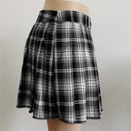 Gefaltete Mädchen Gothic Halbröcke Sommer Harajuku Punk Style Karierte Unregelmäßige Röcke Damen Asymmetrische Hohe Taille Schwarze Röcke