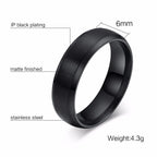 Vnox Personalisierter Edelstahlring mit abgeschrägter Kante und gebürsteter Mitte für Herren und Damen, schwarzer Ehering, individueller Namensbuchstaben-Datum-Ring