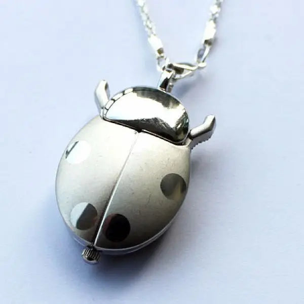 Free Drop Shipping Elegant Hot Popular Fashion Colorful Ladybug Fob Clock Necklace Pocket Pendant Dress Quartz Watch GL02