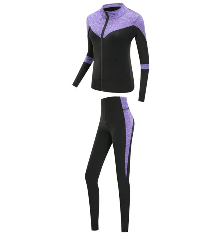Schnell trocknende Damen Sportbekleidung Yoga-Set Fitnessstudio Yoga-Kleidung Anzugsets Mantel+BH+T-Shirt+Leggings 2019 Workout Laufen Training