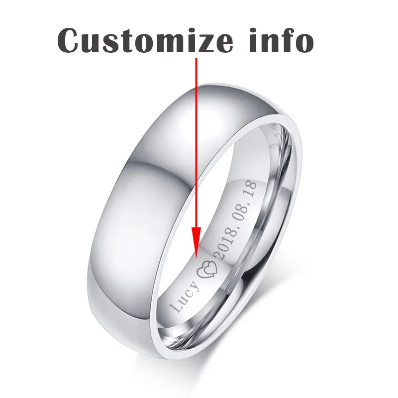 Vnox Basic Eheringe für Damen und Herren, personalisierbar mit Name, Datum, Liebesbotschaft, Versprechen, Allianz, Jahrestag, personalisiertes Geschenk