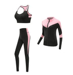 Schnell trocknende Damen Sportbekleidung Yoga-Set Fitnessstudio Yoga-Kleidung Anzugsets Mantel+BH+T-Shirt+Leggings 2019 Workout Laufen Training
