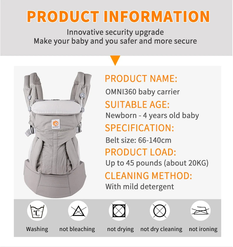 Egobaby Omni Baby Carrier Cotton Breathable Ergonomic Backpacks Holder Shoulder Waist Belt Sling Suspenders 360