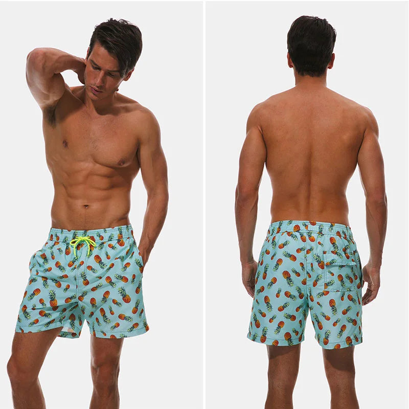 Escatch Schnelltrocknende Sommer Badeshorts für Herren, Beach Boardshorts, Badehosen für Männer, Schwimmhosen, Herren Sportbekleidung, Strandmode, Fitness Übergrößen