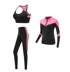 Schnell trocknende Damen Sportbekleidung Yoga-Set Fitnessstudio Yoga-Kleidung Anzugsets Mantel+BH+T-Shirt+Leggings 2019 Workout Laufen Training