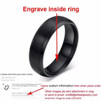 Vnox Personalisierter Edelstahlring mit abgeschrägter Kante und gebürsteter Mitte für Herren und Damen, schwarzer Ehering, individueller Namensbuchstaben-Datum-Ring