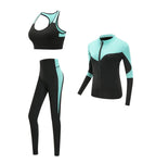 Schnell trocknende Damen Sportbekleidung Yoga-Set Fitnessstudio Yoga-Kleidung Anzugsets Mantel+BH+T-Shirt+Leggings 2019 Workout Laufen Training