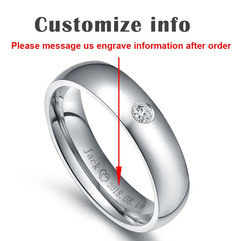 Vnox Basic Eheringe für Damen und Herren, personalisierbar mit Name, Datum, Liebesbotschaft, Versprechen, Allianz, Jahrestag, personalisiertes Geschenk