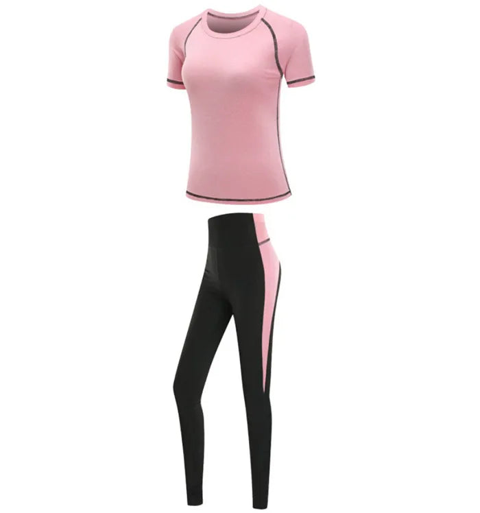 Schnell trocknende Damen Sportbekleidung Yoga-Set Fitnessstudio Yoga-Kleidung Anzugsets Mantel+BH+T-Shirt+Leggings 2019 Workout Laufen Training