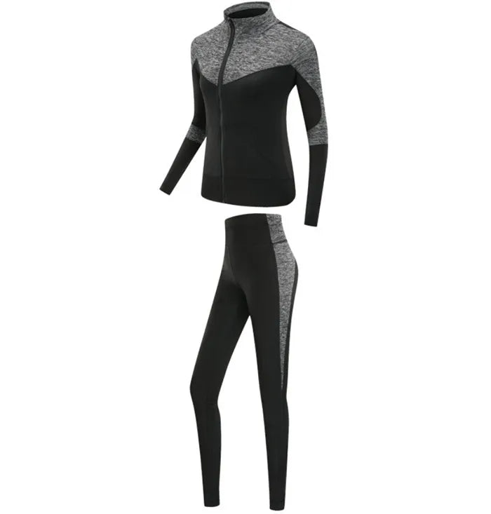 Schnell trocknende Damen Sportbekleidung Yoga-Set Fitnessstudio Yoga-Kleidung Anzugsets Mantel+BH+T-Shirt+Leggings 2019 Workout Laufen Training