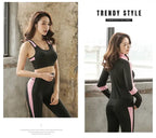Schnell trocknende Damen Sportbekleidung Yoga-Set Fitnessstudio Yoga-Kleidung Anzugsets Mantel+BH+T-Shirt+Leggings 2019 Workout Laufen Training