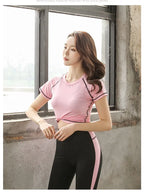Schnell trocknende Damen Sportbekleidung Yoga-Set Fitnessstudio Yoga-Kleidung Anzugsets Mantel+BH+T-Shirt+Leggings 2019 Workout Laufen Training