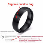 Vnox Personalisierter Edelstahlring mit abgeschrägter Kante und gebürsteter Mitte für Herren und Damen, schwarzer Ehering, individueller Namensbuchstaben-Datum-Ring