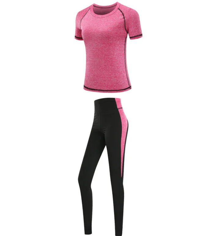 Schnell trocknende Damen Sportbekleidung Yoga-Set Fitnessstudio Yoga-Kleidung Anzugsets Mantel+BH+T-Shirt+Leggings 2019 Workout Laufen Training