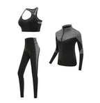 Schnell trocknende Damen Sportbekleidung Yoga-Set Fitnessstudio Yoga-Kleidung Anzugsets Mantel+BH+T-Shirt+Leggings 2019 Workout Laufen Training