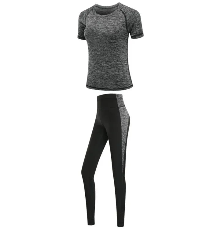 Schnell trocknende Damen Sportbekleidung Yoga-Set Fitnessstudio Yoga-Kleidung Anzugsets Mantel+BH+T-Shirt+Leggings 2019 Workout Laufen Training
