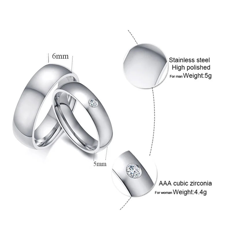 Vnox Basic Eheringe für Damen und Herren, personalisierbar mit Name, Datum, Liebesbotschaft, Versprechen, Allianz, Jahrestag, personalisiertes Geschenk