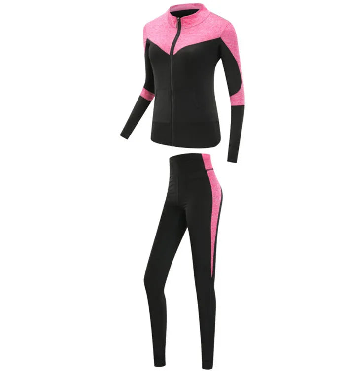 Schnell trocknende Damen Sportbekleidung Yoga-Set Fitnessstudio Yoga-Kleidung Anzugsets Mantel+BH+T-Shirt+Leggings 2019 Workout Laufen Training
