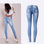 Sommer Stil Low Waist Hellblau Patchwork Skinny Tights Damen Bleistift Jeans Hoher Stretch Sexy Push Up Denim Damen Fashion Jeans
