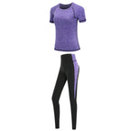 Schnell trocknende Damen Sportbekleidung Yoga-Set Fitnessstudio Yoga-Kleidung Anzugsets Mantel+BH+T-Shirt+Leggings 2019 Workout Laufen Training