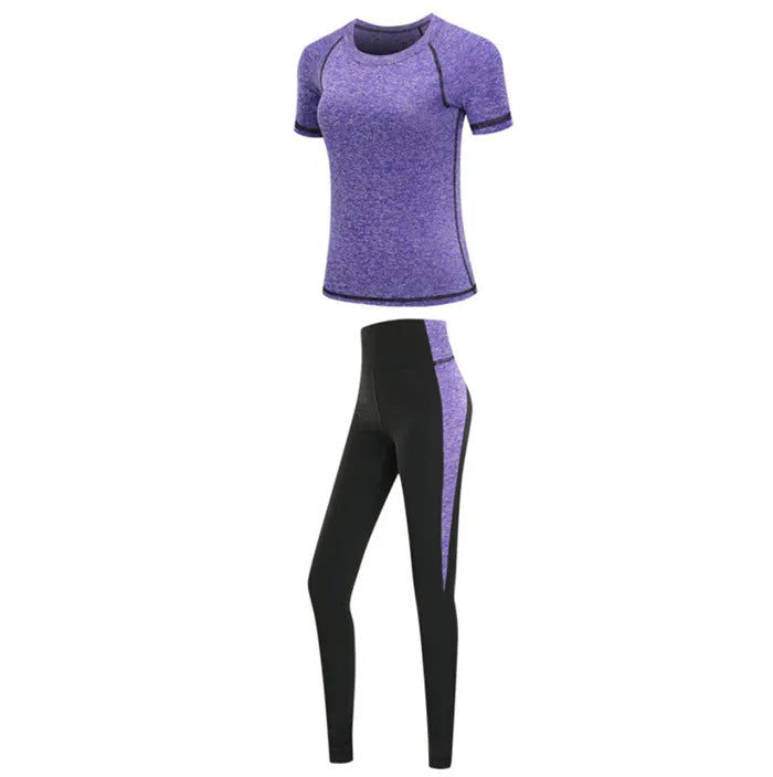 Schnell trocknende Damen Sportbekleidung Yoga-Set Fitnessstudio Yoga-Kleidung Anzugsets Mantel+BH+T-Shirt+Leggings 2019 Workout Laufen Training