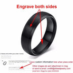 Vnox Personalisierter Edelstahlring mit abgeschrägter Kante und gebürsteter Mitte für Herren und Damen, schwarzer Ehering, individueller Namensbuchstaben-Datum-Ring