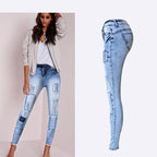 Sommer Stil Low Waist Hellblau Patchwork Skinny Tights Damen Bleistift Jeans Hoher Stretch Sexy Push Up Denim Damen Fashion Jeans