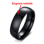Vnox Personalisierter Edelstahlring mit abgeschrägter Kante und gebürsteter Mitte für Herren und Damen, schwarzer Ehering, individueller Namensbuchstaben-Datum-Ring