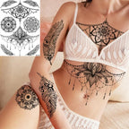 Lotus Henna Mandala Chest Temporary Tattoos For Women Underboob Adult Butterfly Turtle Lion Fake Tattoo Sexy Waterproof Tatoos