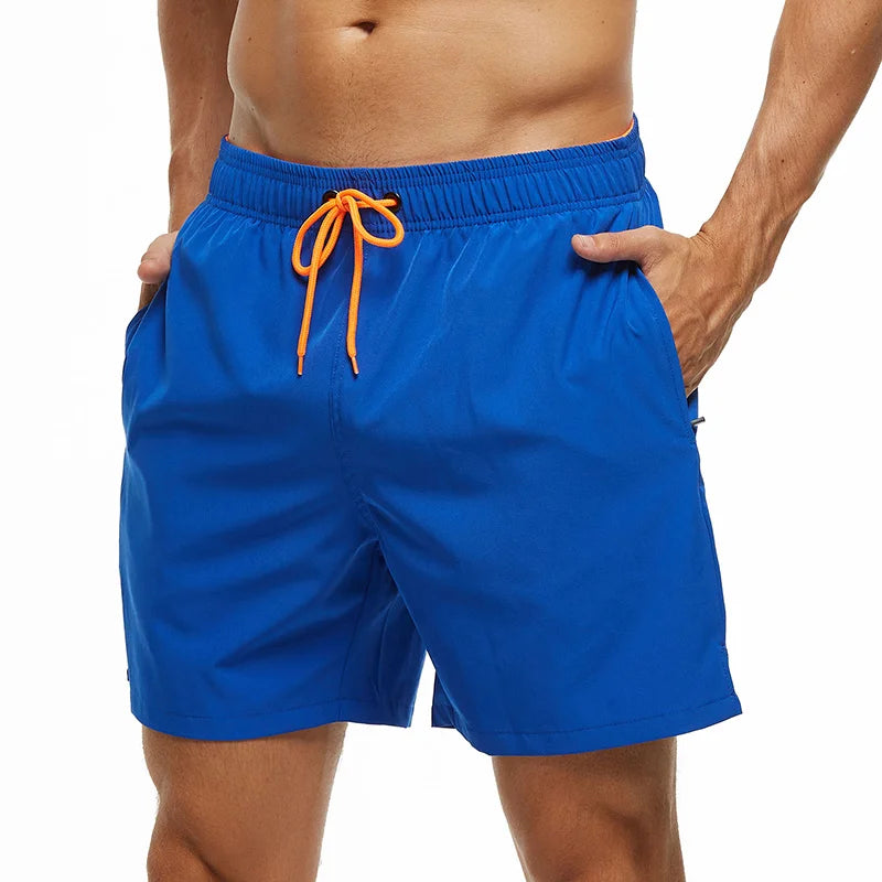 Escatch 2026 Sommer Herren-Badebekleidung Einfarbig Multicolor Polyester-Netzfutter Seitliche Reißverschlusstasche Maillot De Bain Homme Sportshorts