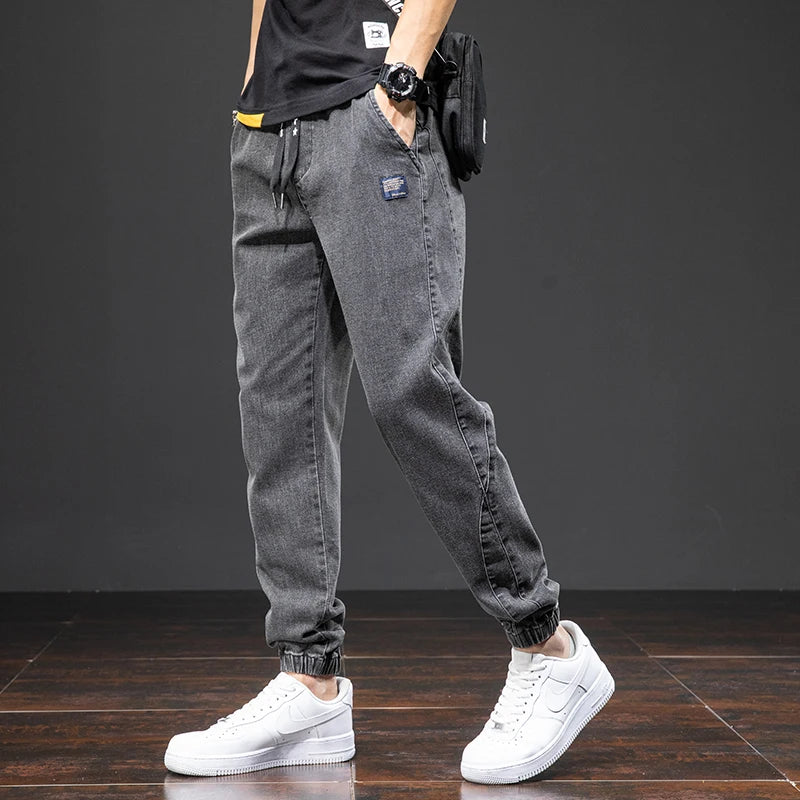 Frühling Sommer Schwarz Blau Cargo Jeans Herren Streetwear Denim Jogger Hosen Herren Baggy Harem Jean Hosen Übergröße