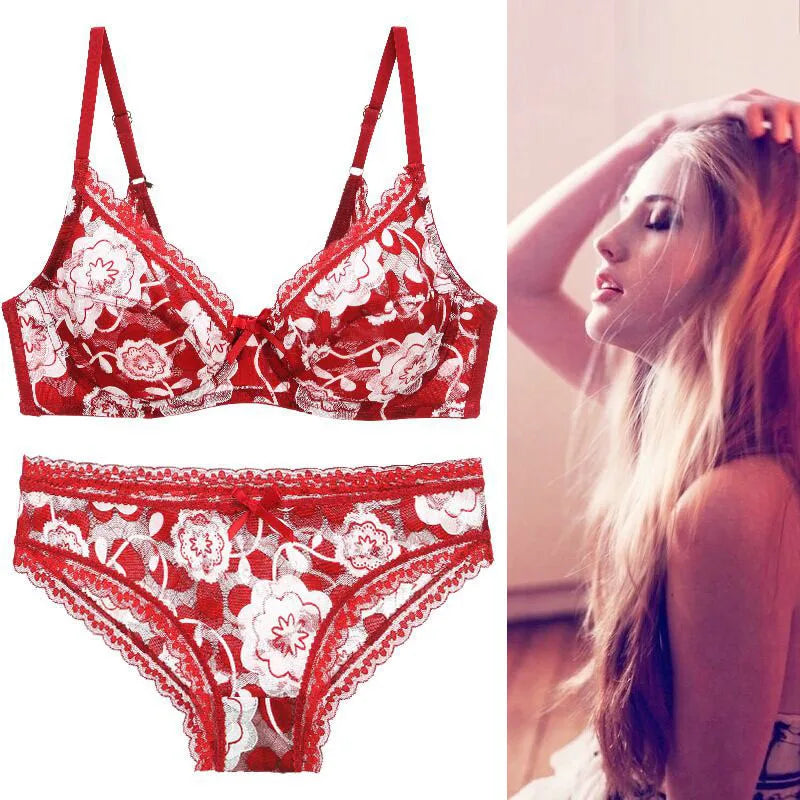 DaiNaFang Neue Sexy Hochwertige Damen Ultra Dünn Dick 75-95 BCDE Cup BH-Sets Spitze Push Up Unterwäsche Höschen Übergröße Dessous