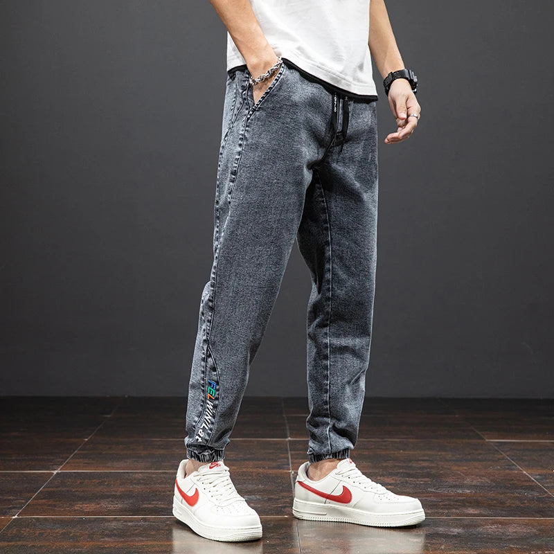 Frühling Sommer Schwarz Blau Cargo Jeans Herren Streetwear Denim Jogger Hosen Herren Baggy Harem Jean Hosen Übergröße
