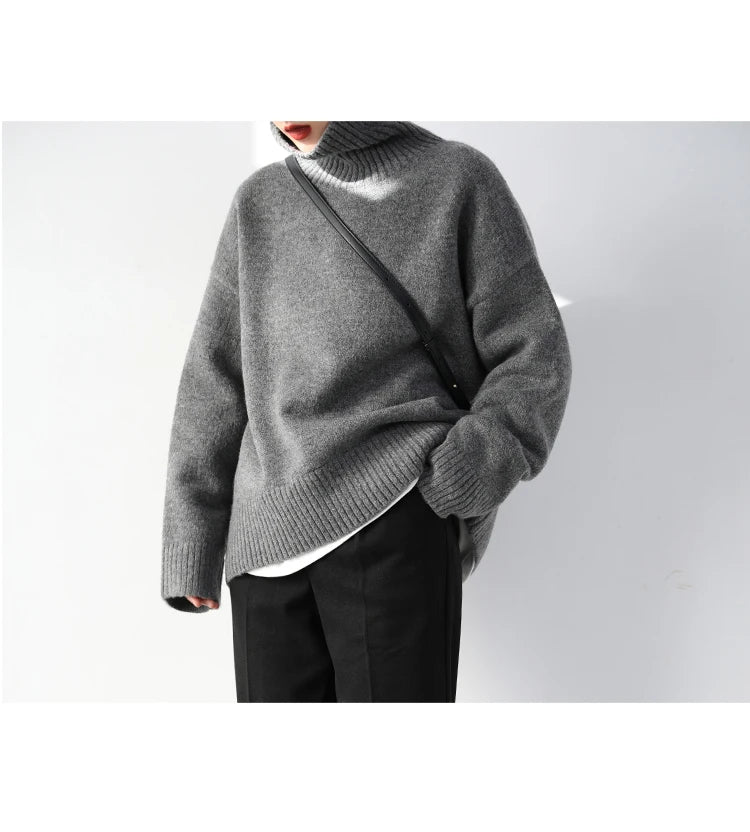 CHIC VEN Koreanischer Damen Pullover Lockerer Rollkragenpullover Warme Einfarbige Pullover Strickwaren Basic Female Tops Herbst Winter 2022