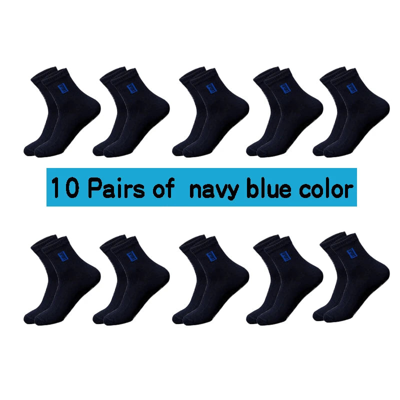 20 Stück = 10 Paar hochwertige Herrensocken aus Baumwolle, atmungsaktiv, schweißabsorbierend, mittellang, schwarze Socken, Deodorant, Business-Herren-Geschenk-Socken