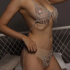 Rhinestone Swimwear Bikini Diamond Lingerie Set Sexy Striper Outfits Costume Nightclub Style Jewellery Body Chain