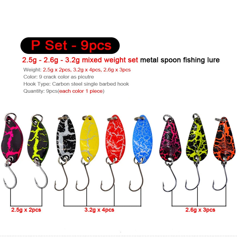 7/9/10 Stück Forellenköder 2,5g/2,6g/3g/3,2g/3,5g/5g Metalllöffel Angelköder Wobbler Casting Jigging Angelzubehör Pesca Döbel