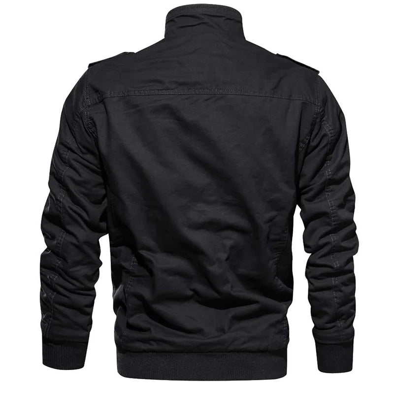 MAGCOMSEN Herren Fleecejacken Windbreaker Mäntel Herbst Winter Thermo Bomberjacken Multi-Taschen Stehkragen Motorradjacke