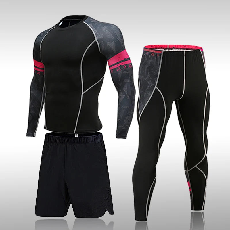 Herren Kompressions-Sportanzug Schnelltrocknend Schweißableitend Fitness Training MMA Kit Rashguard Herren Sportbekleidung Jogging Laufbekleidung