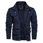 MAGCOMSEN Herren Fleecejacken Windbreaker Mäntel Herbst Winter Thermo Bomberjacken Multi-Taschen Stehkragen Motorradjacke