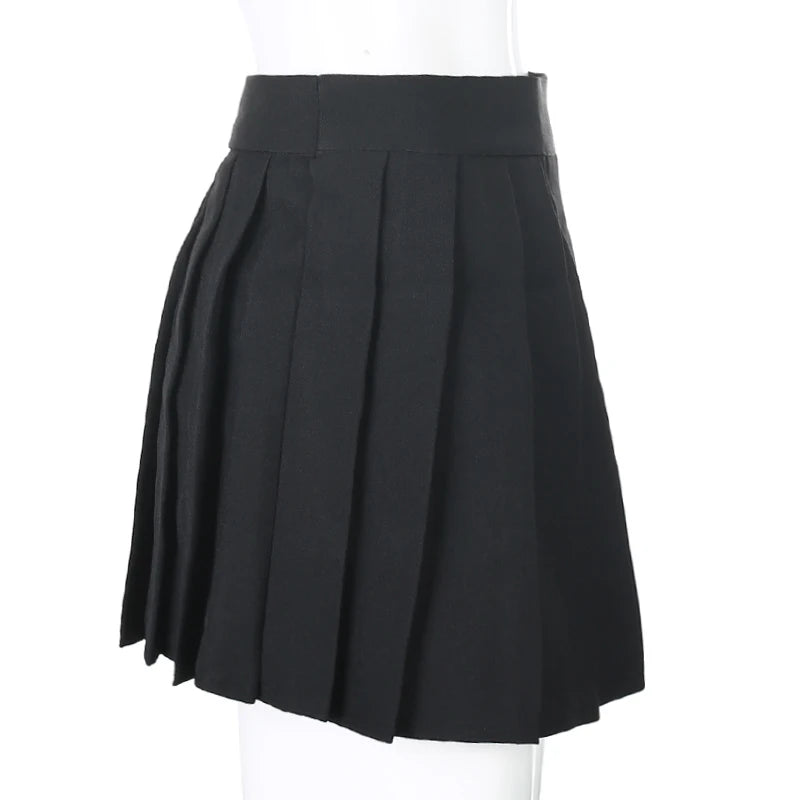 Sommer Harajuku Punk-Stil Karierte unregelmäßige Röcke Damen Asymmetrische High-Waist Schwarze Röcke Plissierte Mädchen Gothic Halbröcke