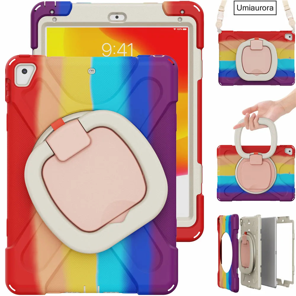 Für iPad 7., 8., 9., 10.2, 10. Generation Air 2 3 4 5 10.9 Mini 6 9.7 Pro 11 12.9 2022 Hülle Rotation Griffständer Kinder Stoßfeste Abdeckung