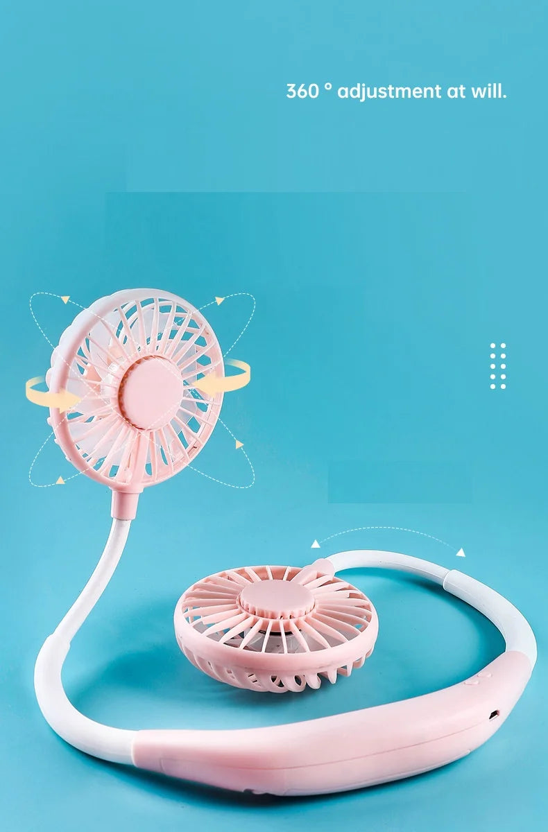 USB Ventilator mit Aromatherapie-Diffusor Tragbarer Elektro-Ventilator Mini-Kühlventilator Wiederaufladbarer Nackenventilator mit Licht